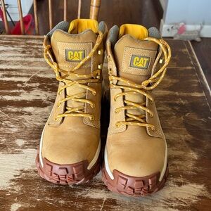 CAT Honey Wheat Work Boot - Yellow Tag Detailing